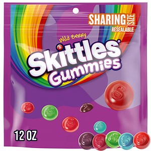 Skittles Gummies Wild Berry Gummy Candy, Sharing Size - 12 oz Resealable Bag