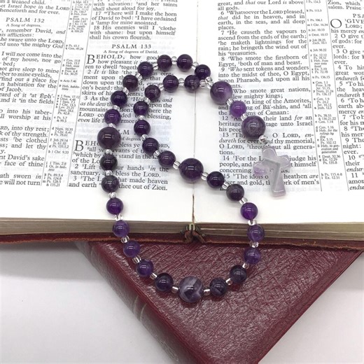 Amethyst Christian Prayer Beads and Gemstone Cross, Protestant Anglican Rosary, - Etsy
