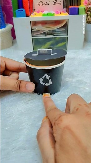 DIY Mini Dustbin With Paper Cup #diy #minidustbin #cute #handmade #artandcraft #craft #decocraft