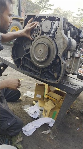 Diesel engine timing gear setting / cam cranck timing #shortsfeed #automobile #engineblock #trending