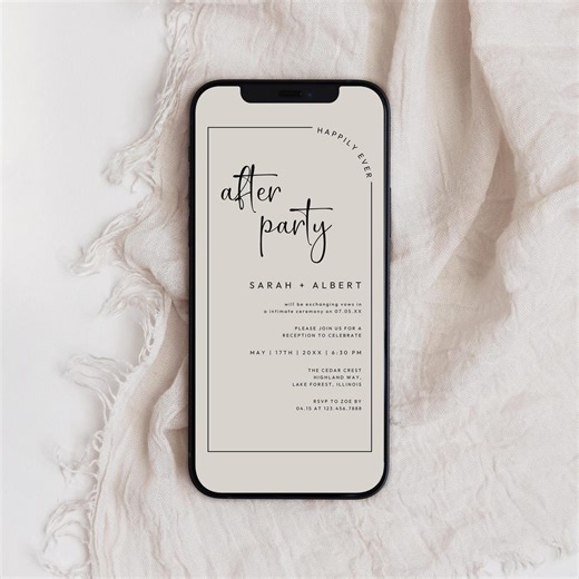 Electronic Wedding Reception Invitation Template, Modern Reception Evite, Beige Reception Dijital Invite, Wedding Announcement, PI-231 - Etsy