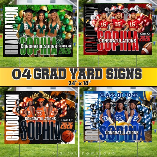 Graduation Yard Signs Banners, 4 Graduation Banners, Class of 2026, Grad Sports Banners, Graduation Party Decor, Graduation Backdrops - Etsy