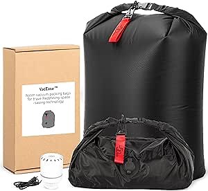 VMstr 2 Pack Vacuum Compression Bags for Travel, Reusable Nylon Storage Bags for Luggage Packing, Suitcase Space Saving Carry on Set with Fast Electric Pump