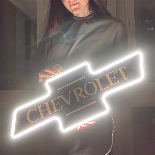Chevrolet Neon Sign on MDF Base, LED Garage Wall Decor, Custom Car Sign, Man Cave Gift, High Quality Print - Etsy