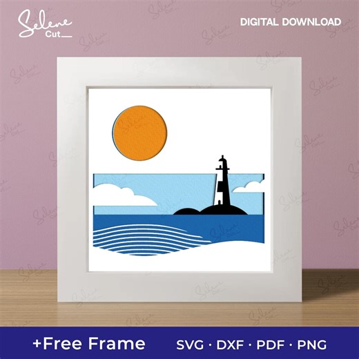 Lighthouse Shadow Box SVG, Layered Paper Cut Lightbox, Laser Cut Template - Etsy