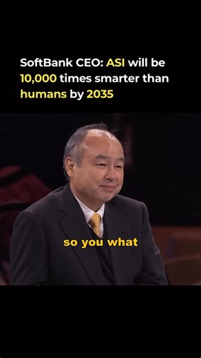 Business | Wealth | Tech on Instagram: "Follow @visionaryyminds to level up your mindset SoftBank CEO Masayoshi Son explains the difference between AGI (Artificial general intelligence) and ASI (Artificial super intelligence): The Intelligence of AGI is on the same level as a human brain whereas the intelligence of ASI surpasses both AGI and the human brain. He predicts that ASI will be 10,000 times smarter than a human brain by 2035 🎥- @cnn"