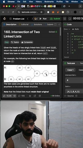 160. Intersection of Two Linked Lists | 30 Days Interview Preparation Plan #leetcode #coding
