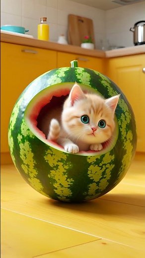 The Kitten Who Ate a Watermelon Stuck Headfirst in a Watermelon Half, Tail Sticking Out