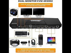 [TESmart] DisplayPort + HDMI 4x2 Dual Monitor KVM Switch/ 2 PCs + 2 Monitors