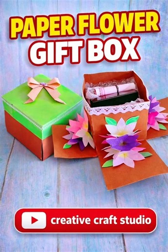 Handmade Paper Flower Gift Box Easy & Beautiful DIY🎁#paperflower #giftbox #handmade #youtubeshorts