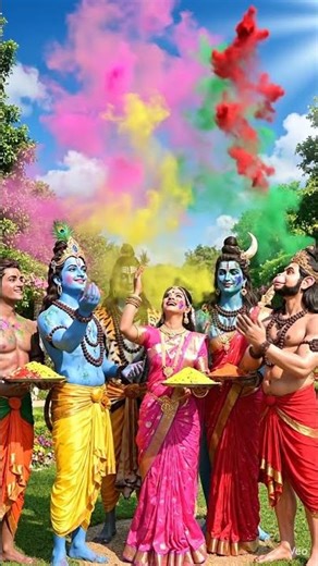 all God playing holi