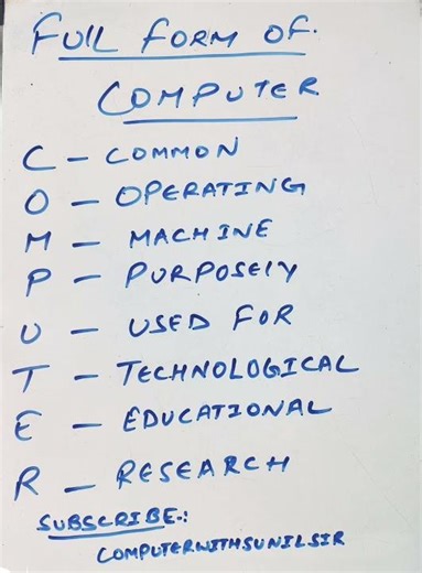 Full Form of computer 🖥️🖥️ #shorts #subscribe #computer