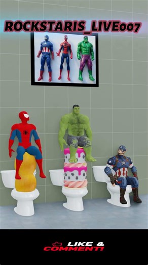 AVENGERS TOILET CHALLENGE HULK SPIDER MAN CAPTAIN AMERICA FUNNY #shorts #viral #hulk #funny #marvel