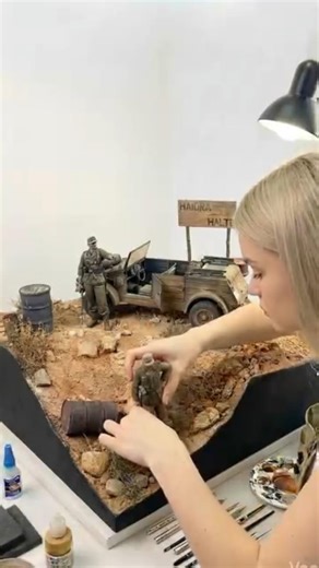 Building a Realistic WWII Military Diorama | Roadside Checkpoint Scene USA Army 🪖#diorama #shorts