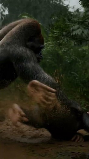 Epic Showdown: Gorilla vs Chimp in the Heart of the Jungle! #WildlifeDrama