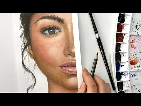 Painting/Coloring a face with Watercolors and Colored pencils