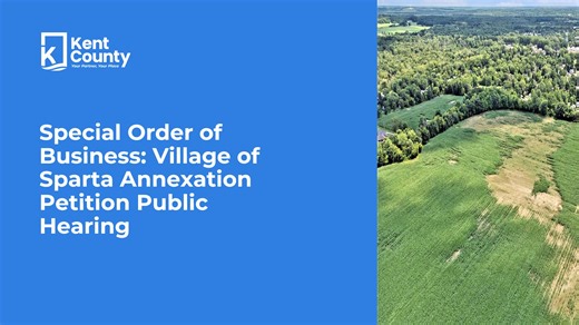 Missed our Kent County Board of Commissioners meeting this week? No problem! Watch our Recap Video below. Some highlights from the meeting: - Invocation by Commissioner Walter Bujak - Special Order of Business - Drain Commissioner's Annual Report - Ken Yonker, Drain Commissioner - Special Order of Business - Village of Sparta Annexation Petition Public Hearing - Resolution Passed to Accept 2025 Amended Apportionment Report - Resolution Passed to Approve the Village of Sparta Petition for Annexat