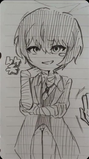 リア友の推しを描いてみたぜ✌️文ストってアニメ見た事ないけど描くのめちゃくちゃ楽しかった！#文スト太宰治 #太宰治 #イラスト