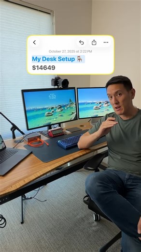Humphrey Yang | My Desk Setup - all the components and their costs! 5,682.83 - MacBook Pro 16 Inch m4 Max chip 4TB storage 412.76 - Caldigit TS4... | Instagram