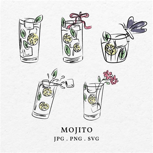 Hand-drawn Mojito Illustration – Cocktail Icon Clip Art (svg, Png, Jpg, Pdf) - Etsy