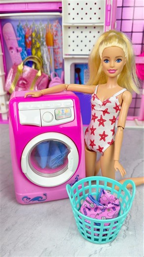 Satisfying With Unboxing Barbie Doll And Washing Machine Set Toys, ASMR Videos #shorts