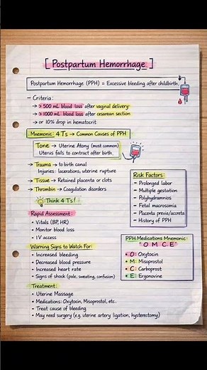 PPH Explained Easily | Postpartum Hemorrhage in Obstetrics #pphs #nursingstudent #medicaleducation