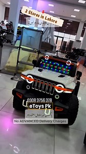 1.6K views · 1.1K reactions | Children Battery Operated Jeep Rs. 58k at #etoyspk Imported Best Quality Fiber unbreakable. Door open + SWING Option Remote + self drive Mp3, music, Usb Led Lights Shockers #kidsJeep #babyBatteryJeep #rideOn #childrenJeep #kidsrideons #toyShop #etoyspk | eToys.pk | Facebook