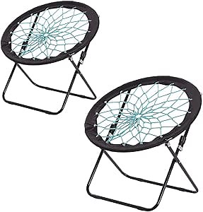 CampLand Bunjo Bungee Dish Chair-Versatile Folding Chair with Fun Bouncy Design-for Room Garden Dorm Rooms and Lounging in Living Rooms Set of 2pcs