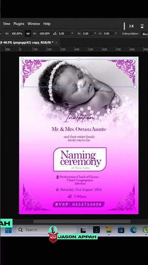 Naming Ceremony invitation card design tutorial