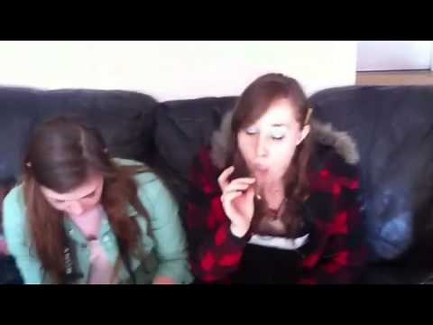 10 girls smoking a FAT Blunt