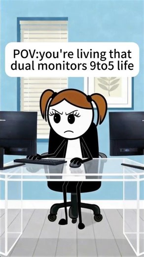 POV:you’re living that dual monitors 9to5 life #animation #workhumor #fyp #work
