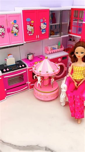 Toys Duniya S | Cute Hello Kitty Kitchen Set! 😍💖” 2. “Mini Doll Kitchen & Baby Stroller Fun! 🥰🌈” 3. “Pink Dream Toy Setup for Kids! ✨😊” 4. “Adorable Doll... | Instagram