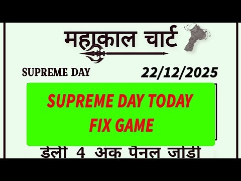महाकाल चार्ट | 22/12/2025 | Supreme Day Chart | Mahakal Chart | Supreme Day Jodi Chart