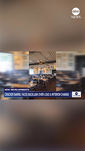 Cracker Barrel is facing backlash after rolling out its redesigned interiors and new logo. The new simplified, text-only logo was widely circulated on the internet, with many critics taking to social media to voice their opinions over the new look. https://abcnews.visitlink.me/c0PebZ | ABC News