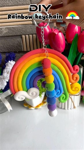 DIY rainbow keychain 🌈#diykeychain #keychainideas #rainbowcraft #diycrafts #easycrafts #youtube