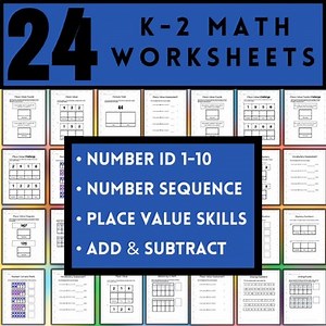 24 Kindergarten - 2nd Grade Math Worksheets
