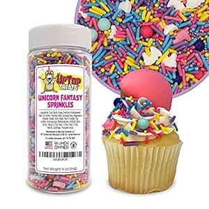 Unicorn Fantasy Sprinkles | Assorted Mix of Blue, Pink, Yellow, Purple Pearls, Stars, Unicorn-Shaped Edible Sprinkles | Unicorn Sprinkles for Cake Decorating & Baking Decorations (0.5 cup/ 114g)