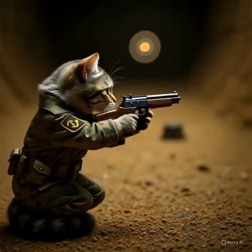 Military cat training with the gunshots #militaryeverything #catvideos #history #usmilitarycombat