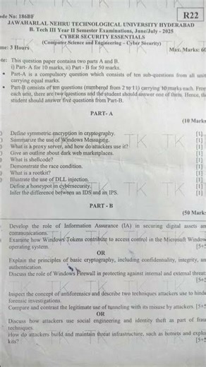 JNTU -h cyber security essentials question paper