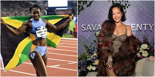 Elaine Thompson-Herah reacts to Rihanna sporting nail colors inspired by Jamaican flag