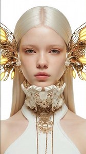 Steampunk Elf Beauty Animation | White & Gold Mechanical Design | AI Edit