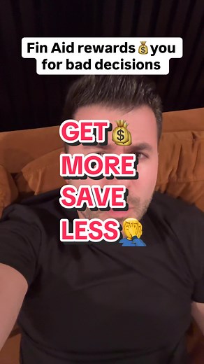 Why are we rewarding people for bad decisions? 🤔 Financial aid at most colleges in the US is completely broken. Imagine two families: Family 1 is responsible. They make about $100k a year, they live less than they make and make sacrifices so that they can put money aside for retirement and save in a 529 for their kids education. Family 2 also makes $100k — but they go ahead and spend it all. They don’t bother to save a penny either for their retirement or for their kids college. Under the curre