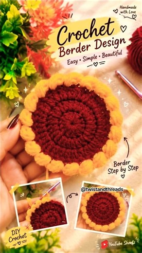 Reverse Crochet Border Pattern 🧶✨| Easy & Beautiful...#YouTubeShorts#twistandthreads#crochetpattern