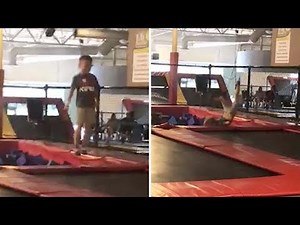 Boy Fails Jump At Trampoline Park