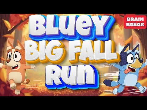 Bluey Big Fall Run | Brain Break | Indoor Recess | PE Activity 🍂🐾