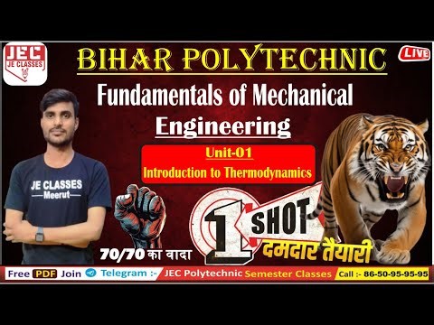 #01 Fundamentals of Mechanical Engineering SBTE Bihar Polytechnic ONE SHOT Video | JE CLASSES Meerut