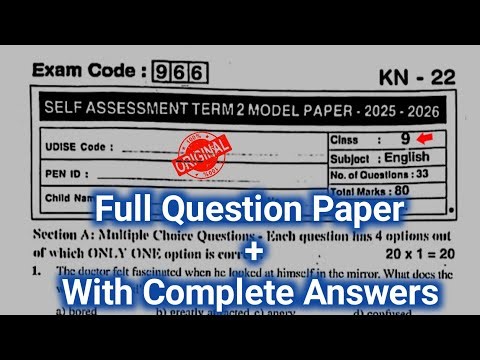Ap 9th class self assessment Term 2 model paper English 2026 answers|sa2 9th English answer key 2026