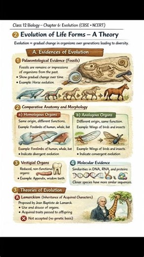 Evolution,🧬📚From fossils to DNA—Chapter 6 covered, concepts unlocked. Class 12 Biology💪✨
