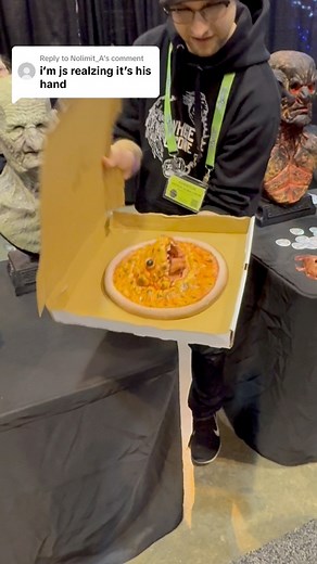 74K views · 585 reactions | Step one is to cut a hole in the bottom of the pizza box. Some fun @transworldshows Pizza sculpted by @mark.alfrey.art Savagesilicone.com | savage.silicone | Facebook