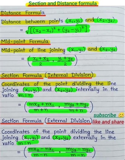Mathematics formula section and Distance formula #knowledge #education